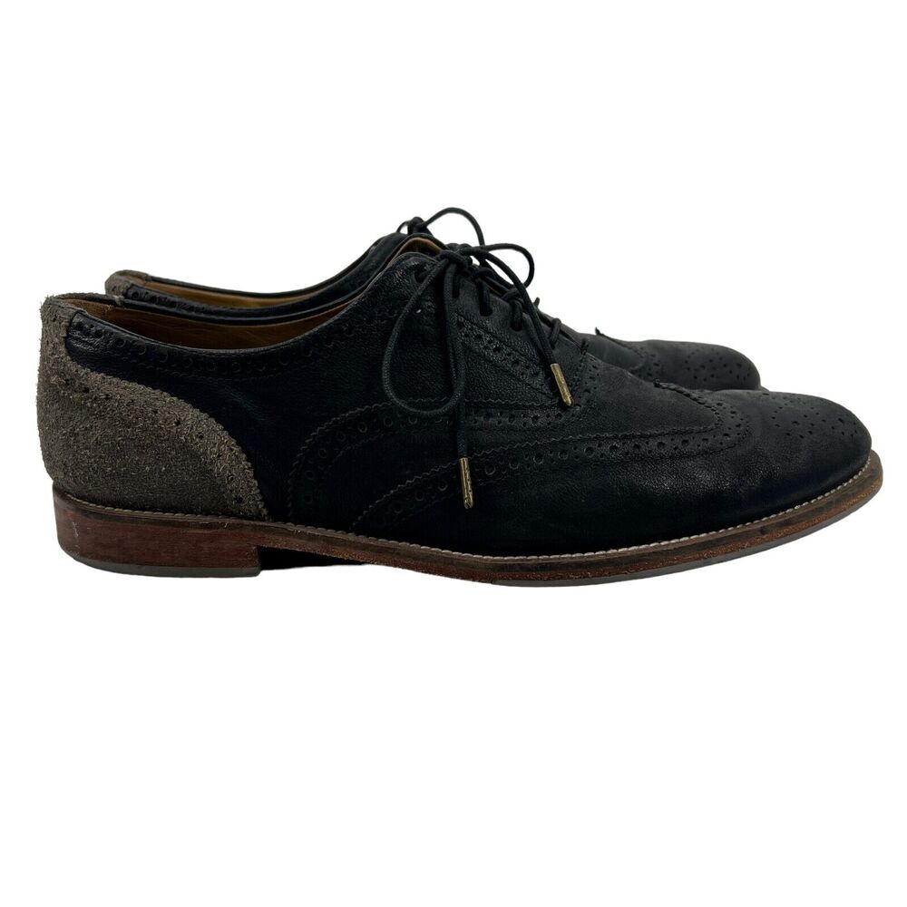 J Shoes Oxford Men 11 Black Charlie Plus Wingtip Drizzle Leather Brogue Business